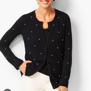 Merino Wool Gold Bead Women's L Cardigan Event Cocktail Party Holidays Formal